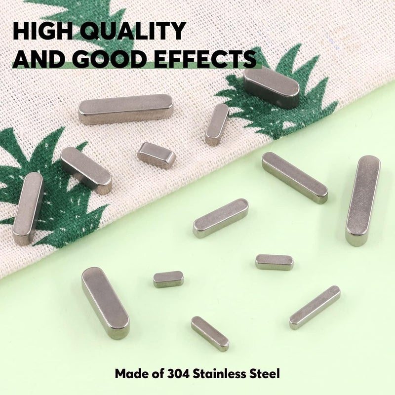 Keadic 140Pcs 16 Sizes 304 Stainless Steel Key Stock Assortment Set 8mm 10mm 12mm 16mm 20mm 25mm 30mm Round Ended Parallel Drive Shaft Key Parallel Keys Pulley Feather Key for Fastening Connection - Image 5